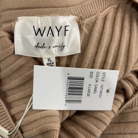 NWT Nordstrom WayF Hollie Size XL Tan Tie Neck Side Slit Sweater Dress Brunch - Picture 6 of 9